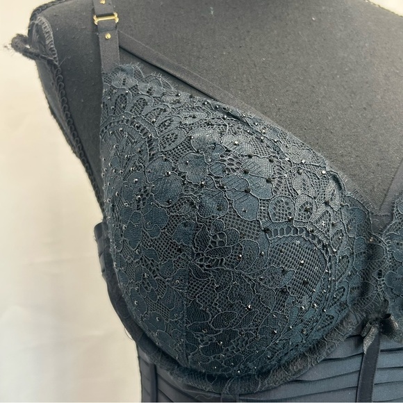La Senza beyond sexy classic plunge black lace rhinestone Corset bustier bra top - Picture 4 of 9